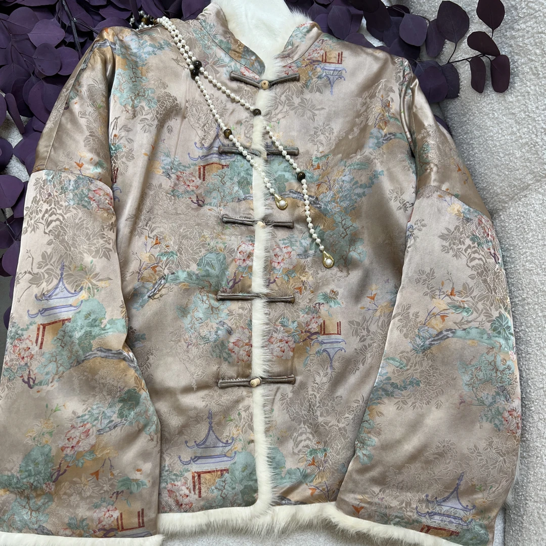 2025秋款百搭提花长袖加棉外套8098