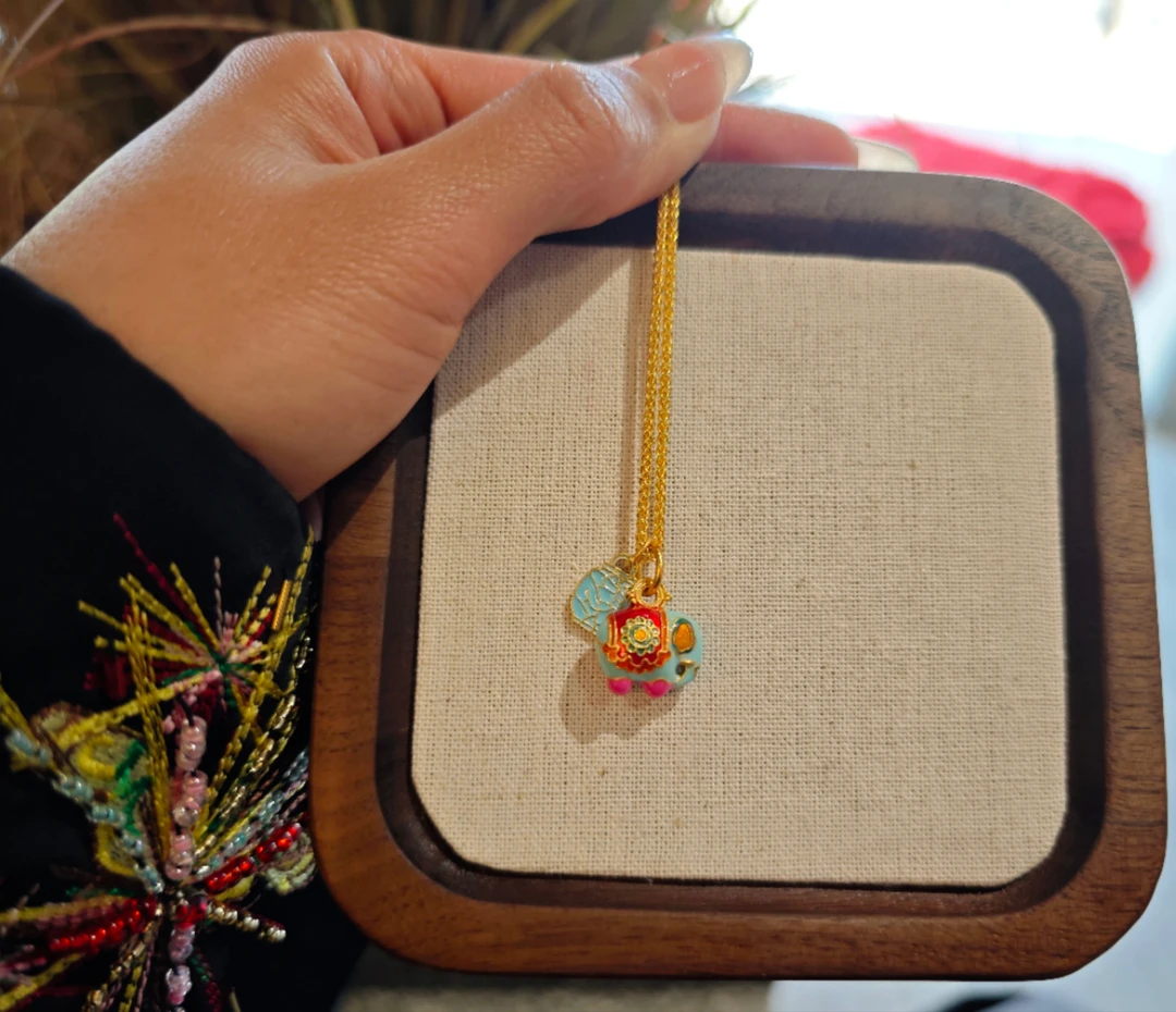 合金项链 珐琅彩小象项链