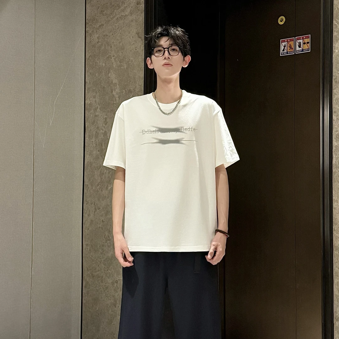 三七-美式高街个性字母印花短袖男女夏季重磅圆领宽松休闲百搭