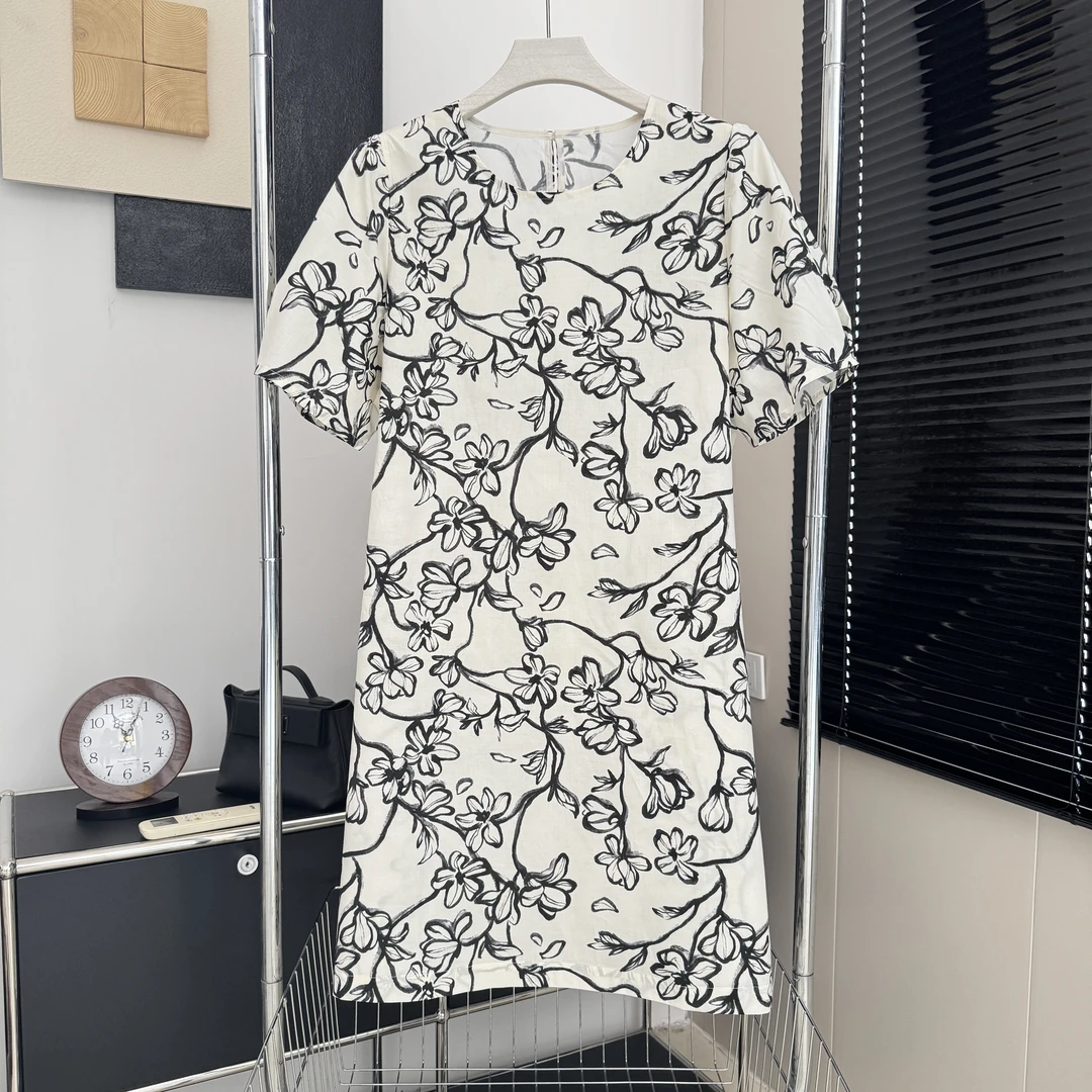 HELLEN CHEBRY艺术感法式印花连衣裙减龄气质