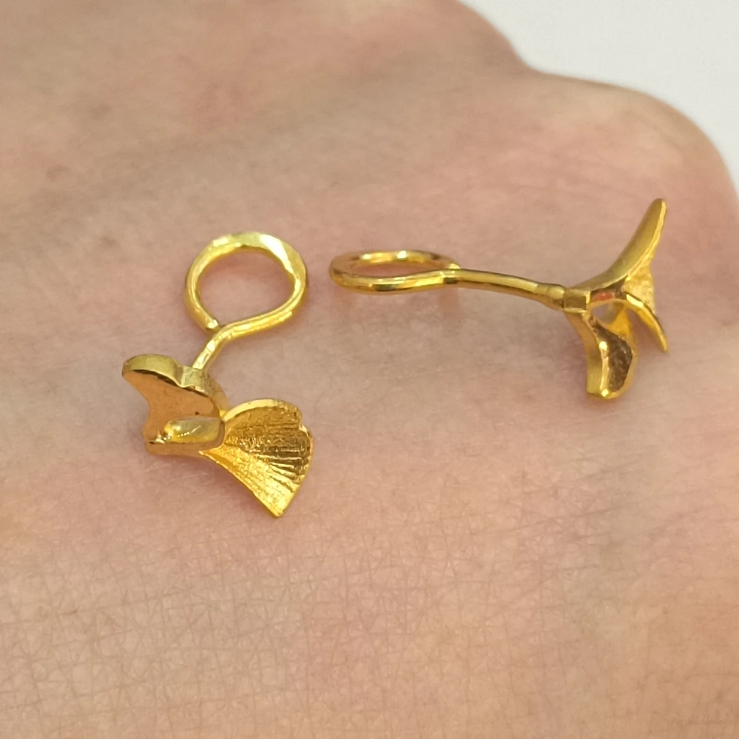 足金999黄金耳钉2.23克正品纯黄金耳饰银杏叶耳钉时尚新款耳钉