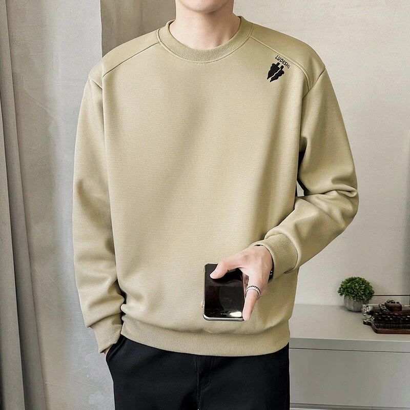 2025春秋棉质百搭潮流男士日系风坎肩刺绣圆领卫衣休闲打底56139