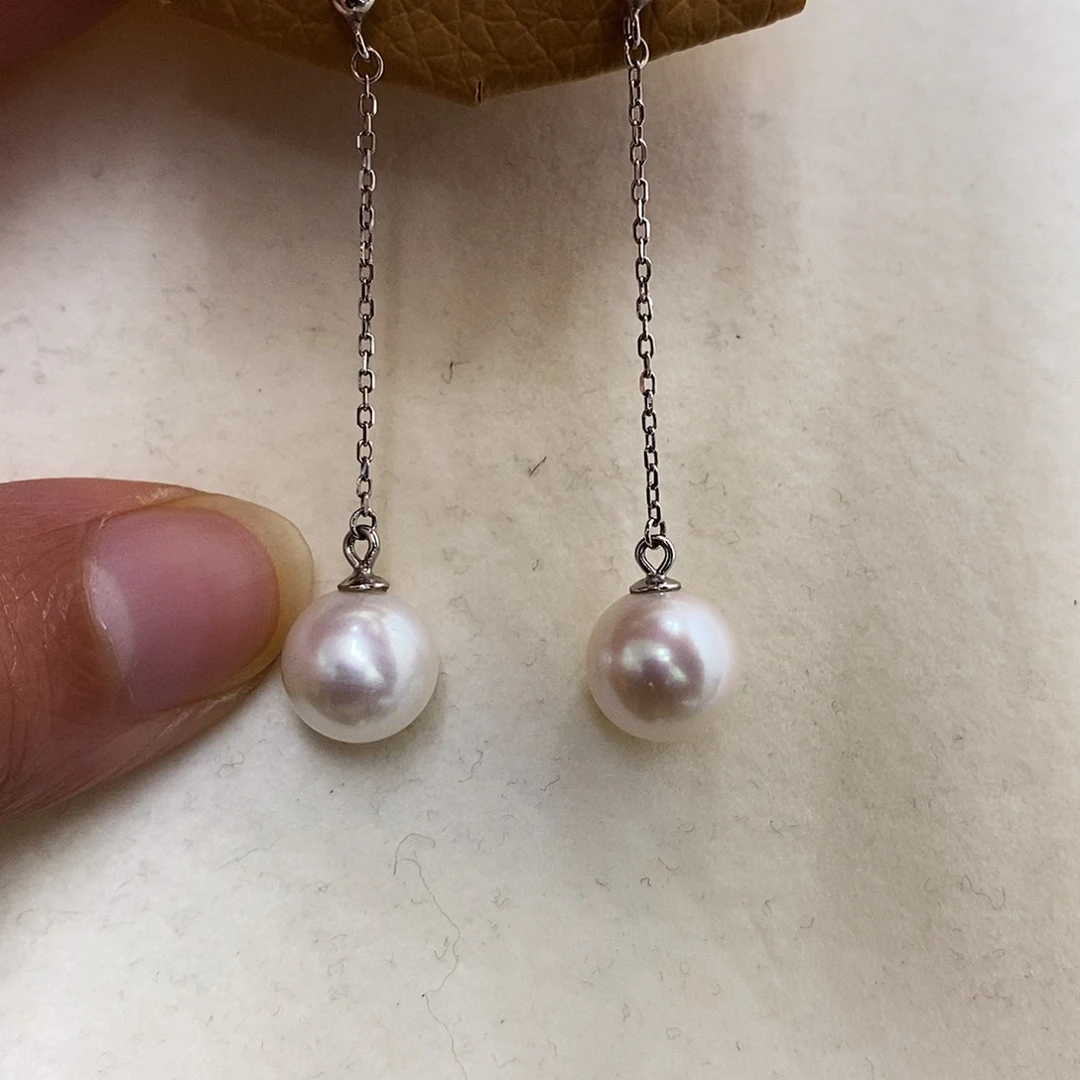 耳饰银S925镶嵌淡水珍珠