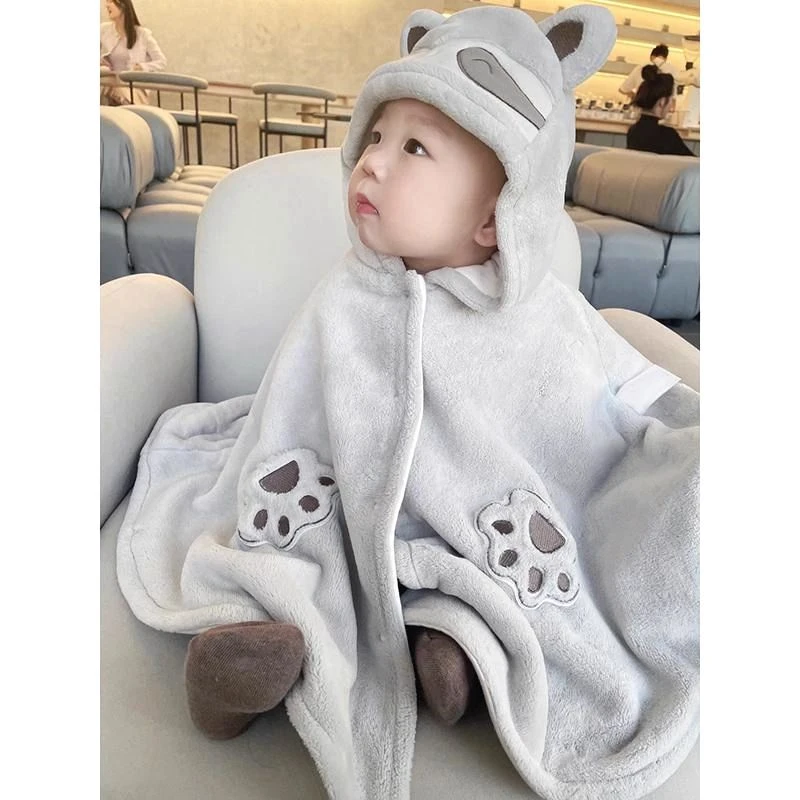 英氏【万达撤柜】宝宝外出披风斗篷秋冬超萌可爱浣熊婴儿冬装挡风防