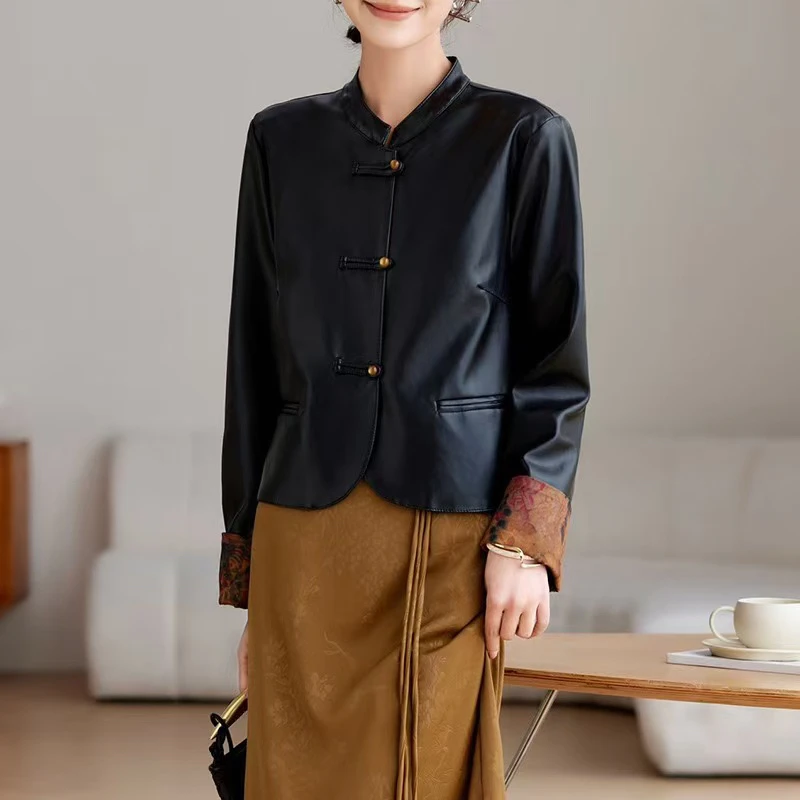 常规款长袖短款修身型网红中国风套装中式外套