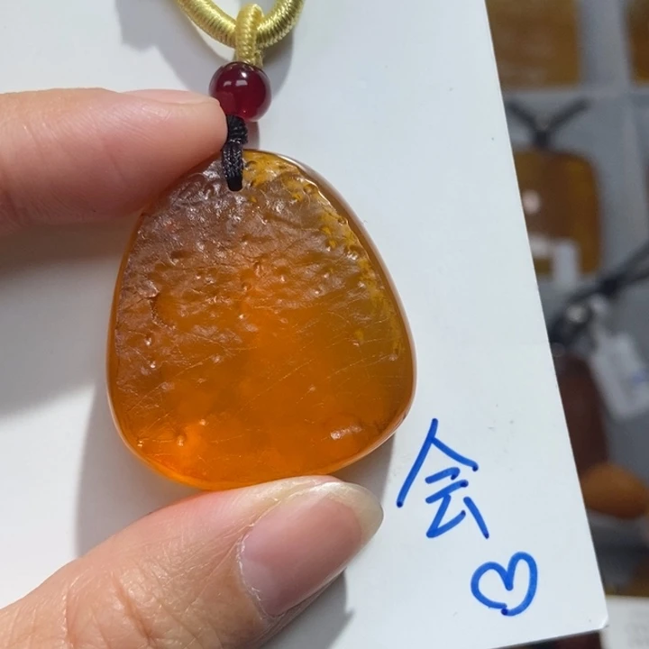 定制琥珀未镶嵌琥珀蜜蜡吊坠项链
