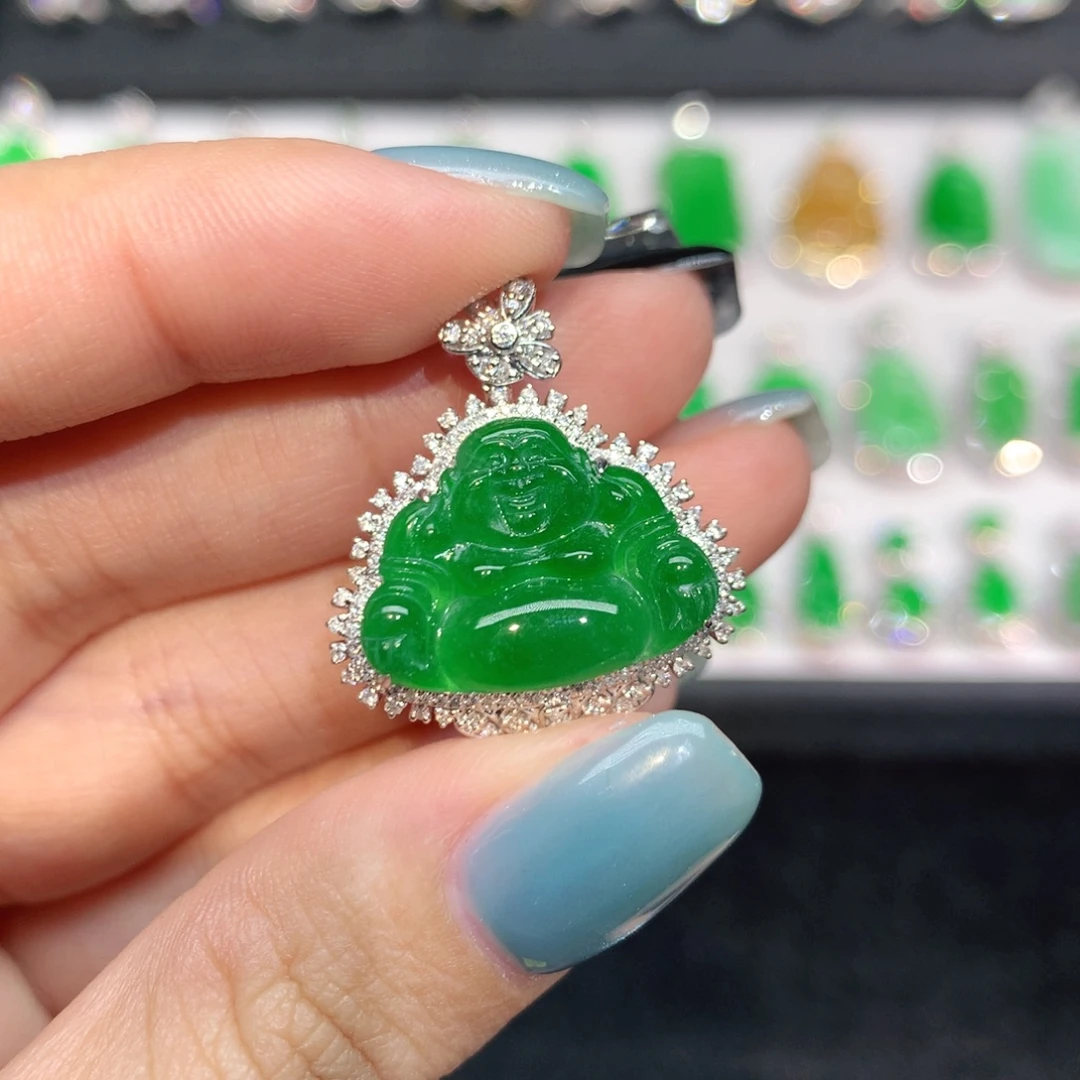 翡翠18K金镶嵌吊坠(不含链)