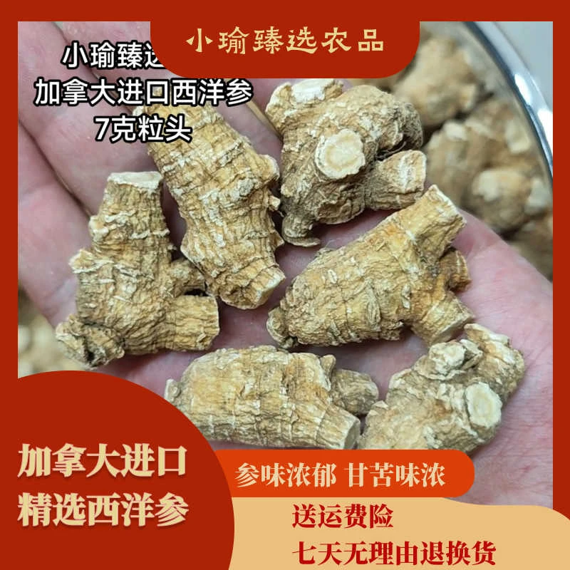 优质产地加拿大进口【西洋参】粒头软支可切片磨粉
