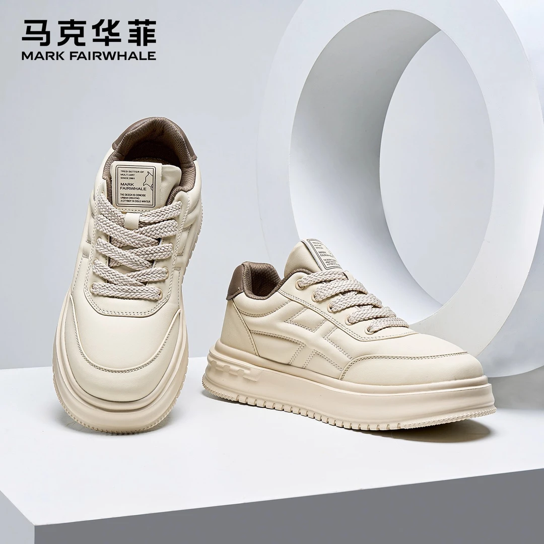 马克华菲男鞋2025新款冬季厚底增高休闲鞋复古百搭潮流运动板鞋男