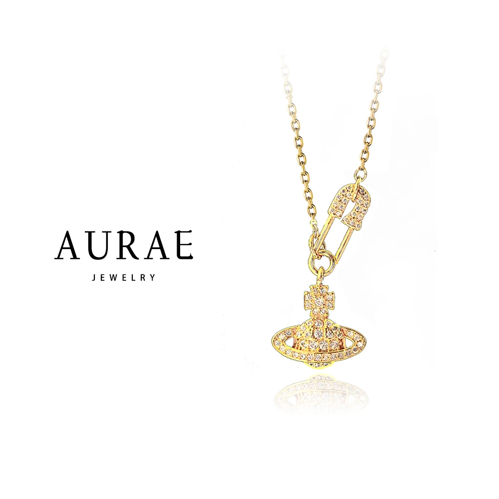 铜合金项链 双色可选 土星项链女款高级感轻奢首饰小众时尚百搭