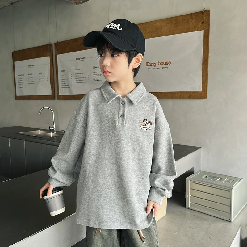 男童POLO衫春秋款2025新款大儿童装打底长袖t恤上衣男孩春装卫衣T