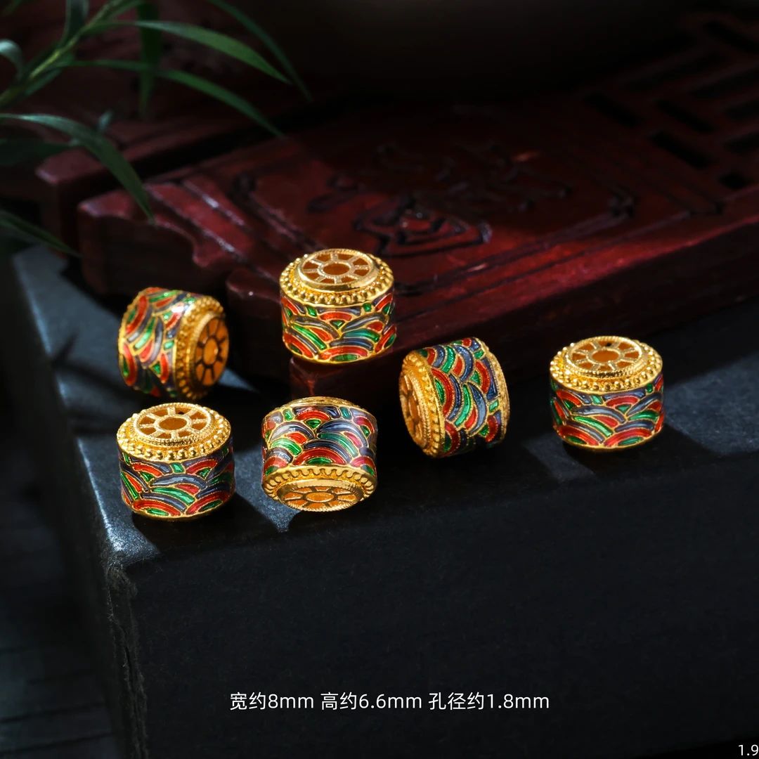 【金豆工厂】18K金8mm宫廷风祥云如意老型珠路路通隔珠（厚5D金）H