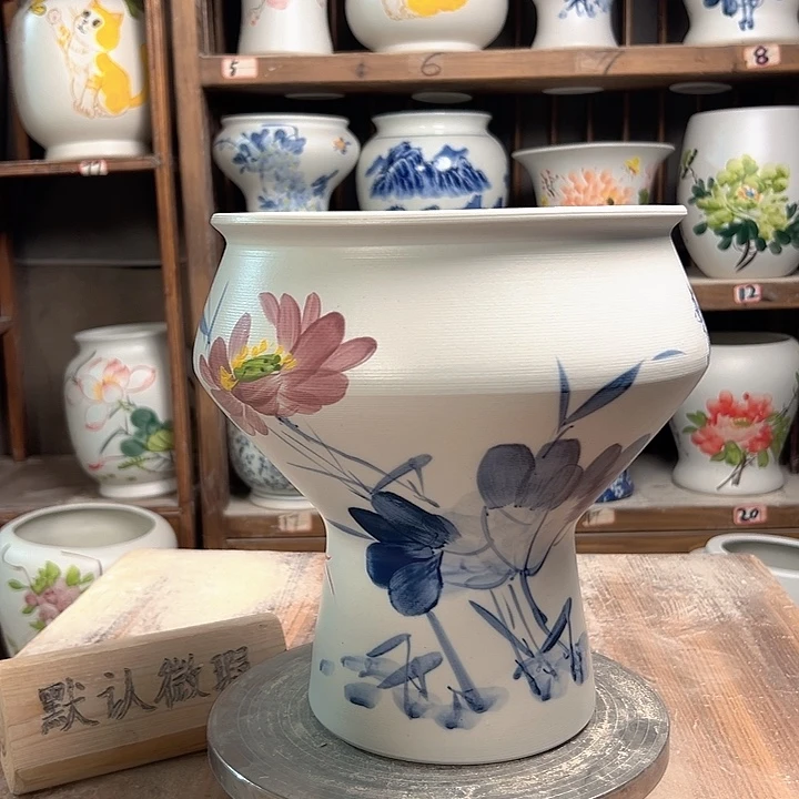 陶高脚荷花陶瓷陶瓷