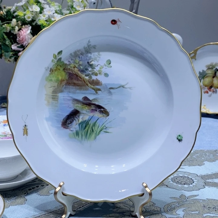 瓷片梅森一等鱼卉赏盘25cm