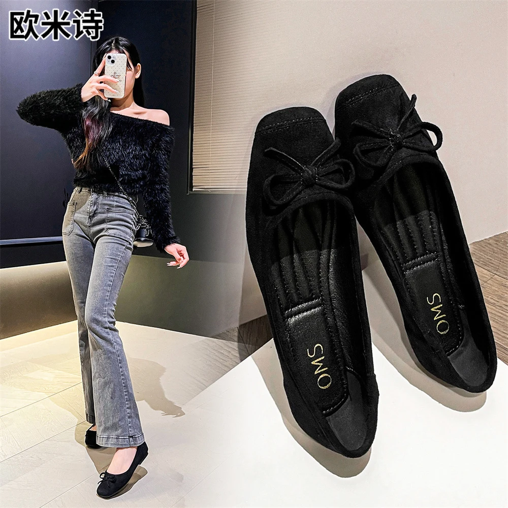 气质平底鞋软底软面鞋子女款爆款2025新款妈妈鞋蝴蝶结女小单鞋