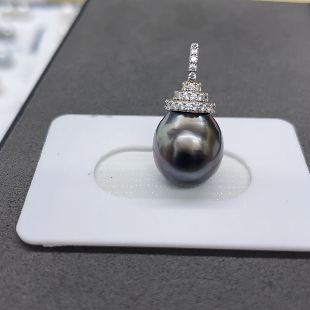 吊坠(不含链)银S925镶嵌海水珍珠大溪地吊坠12/13mm特价福利