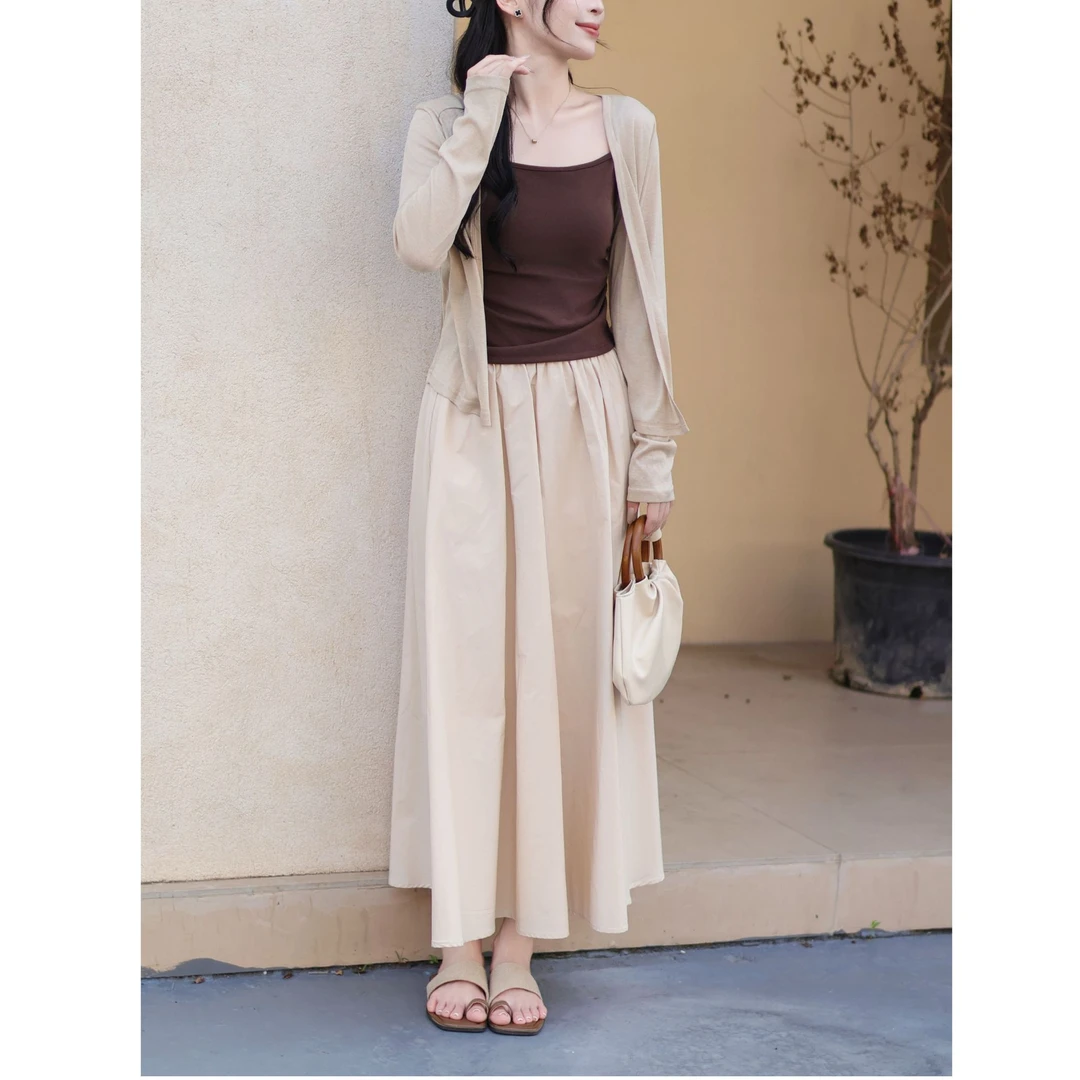 Basic House/百家好纯欲风时尚套装女装宽松连衣裙法式气质开衫