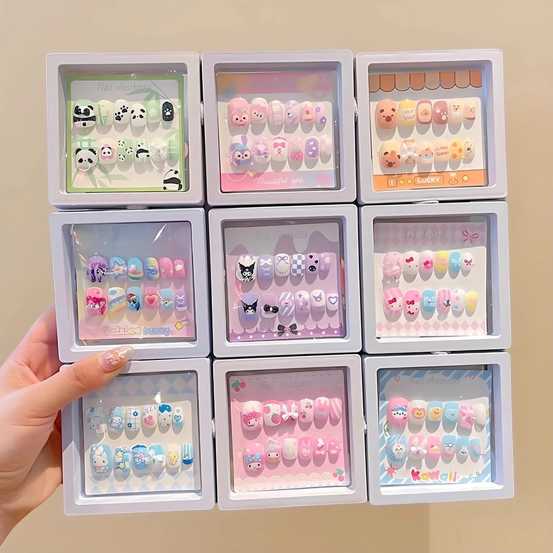 卡通穿戴甲片果冻胶3-16岁小学生可拆卸美甲贴女孩礼物指甲贴