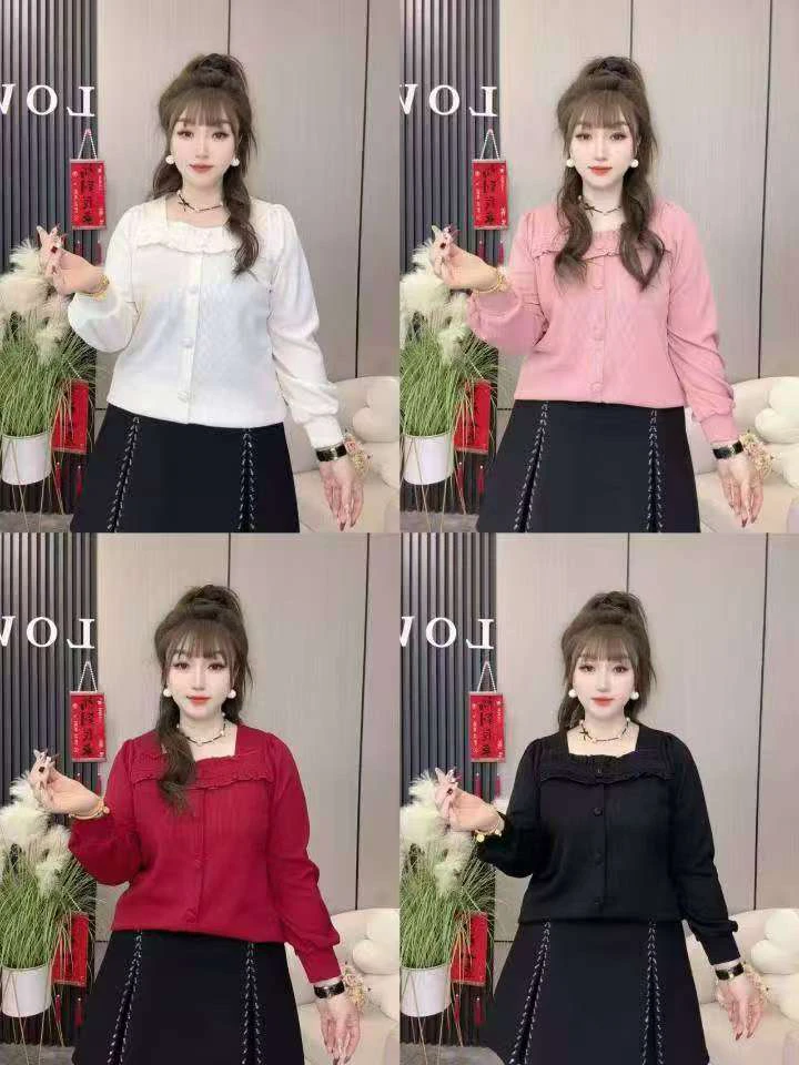 【晴儿家】2025早春新款大码女装修身显瘦知性风宽松打底衫1259