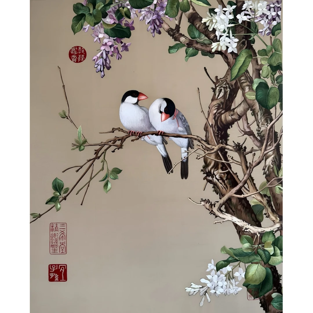 CQYCX郎世宁（紫藤双鸟） 摆件