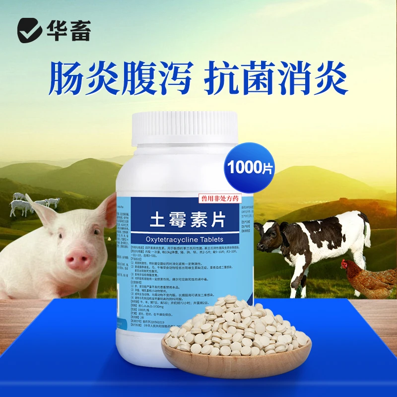 S土霉素100片兽药鸡鸭鹅拉稀肠炎腹泻禽猪牛羊消炎抗菌鱼水产龟用