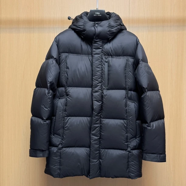 【中长款羽绒服】F76男士休闲时尚保暖帽子可拆卸净版外套