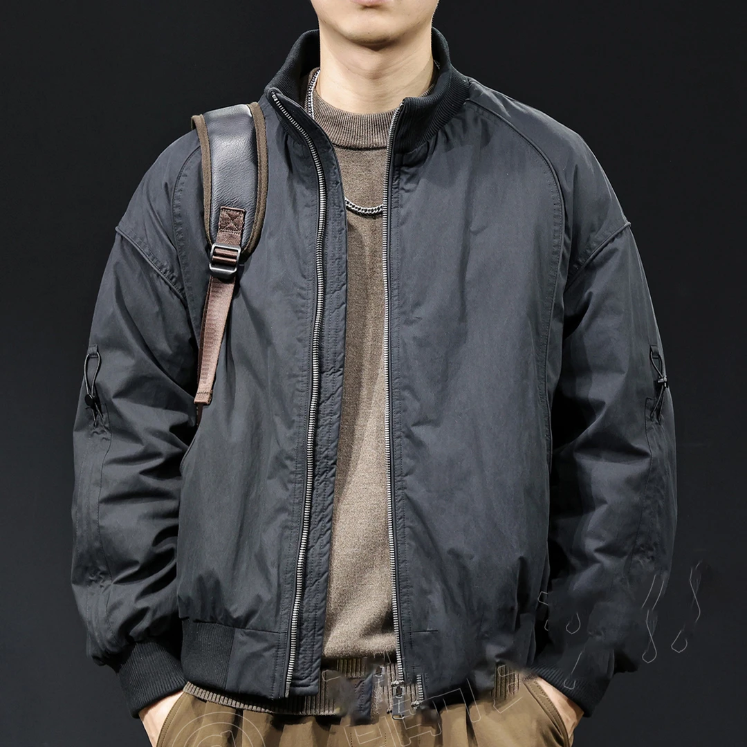 MR.MUDI/穆迪先生美式白鸭立领羽绒服男冬季保暖男士短款外套大码