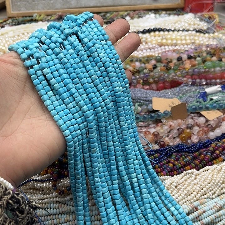 玛瑙/玉髓珠宝半成品未镶嵌一条4/4mm松松方糖