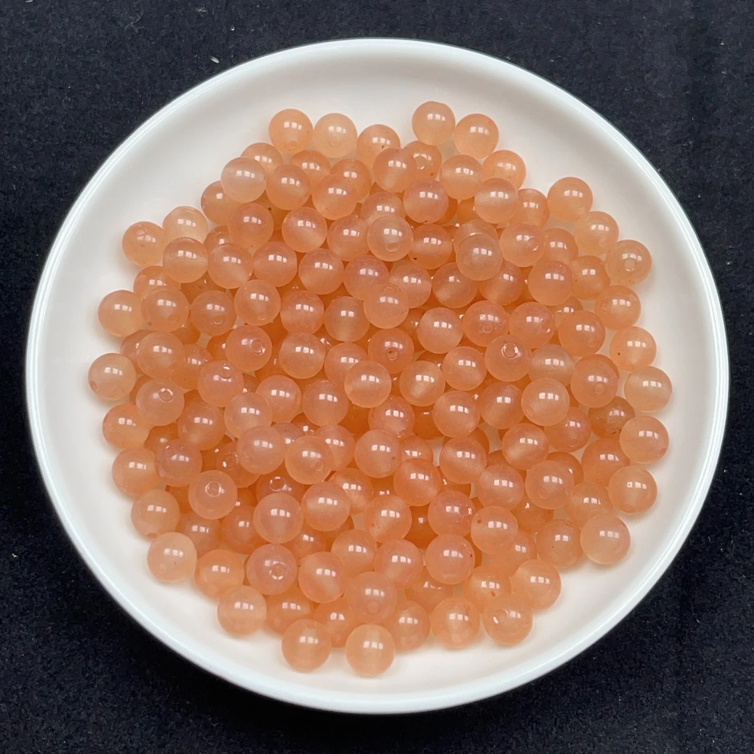 和田玉藕粉N177卡10mm散珠20颗