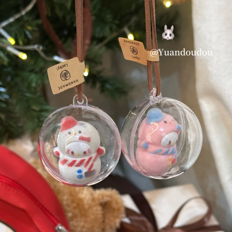创意高颜值植绒小雪人kitty挂件钥匙扣礼物情侣包包挂件圣诞挂饰