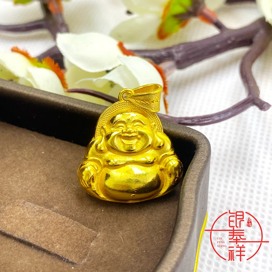 银奉祥 吊坠足银 990 大肚佛公实心吊坠挂坠轻奢小众手工时尚