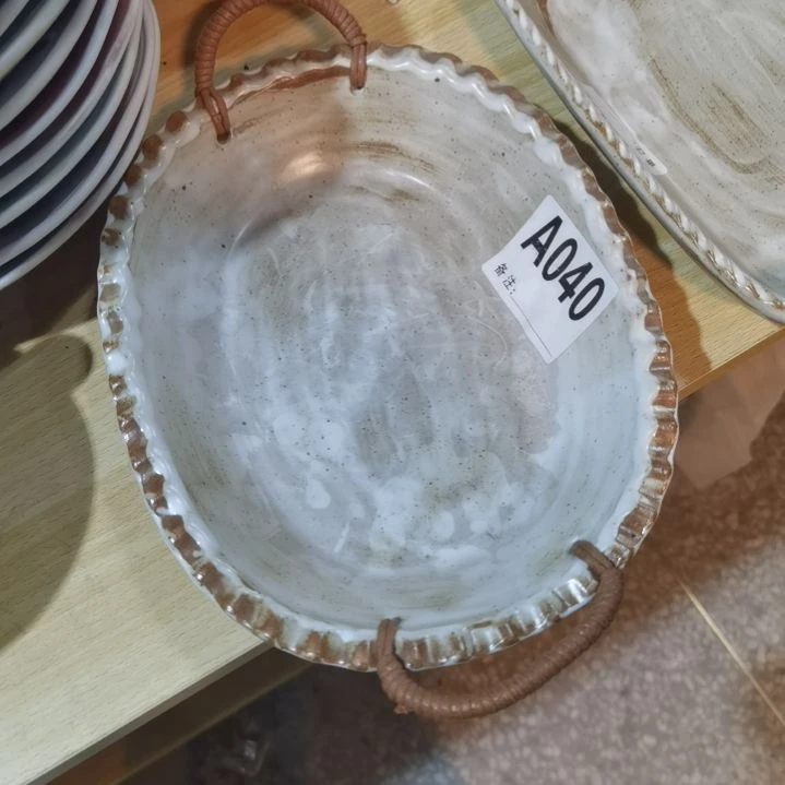 瓷片正品粗陶椭圆提绳一个