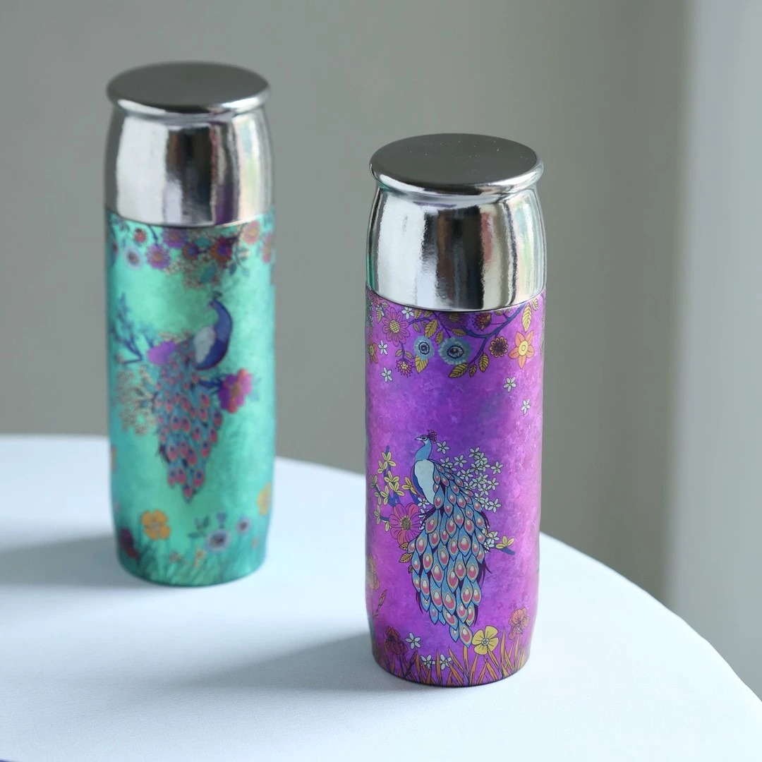 FEIJIAN/飞剑彩钛孔雀云动系列钛杯高端钛杯便携杯焖茶保温杯磁吸