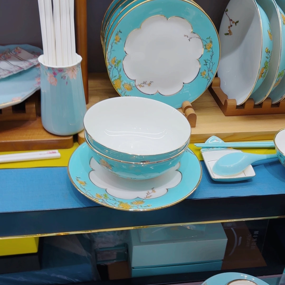 陶瓷西湖蓝2个面碗