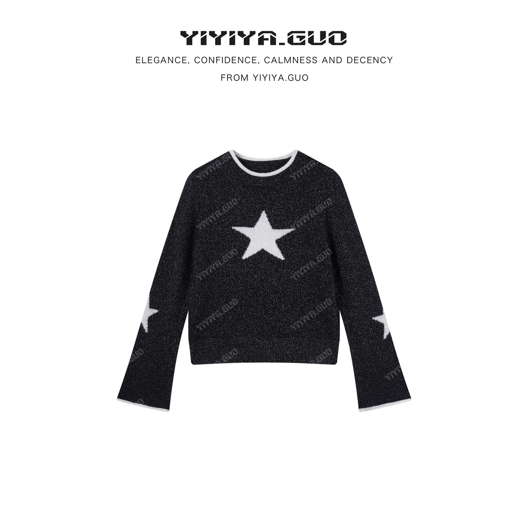 yiyiya.Guo艺艺吖【星星毛衣】秋冬新款圆领针织羊毛上衣090260SS52
