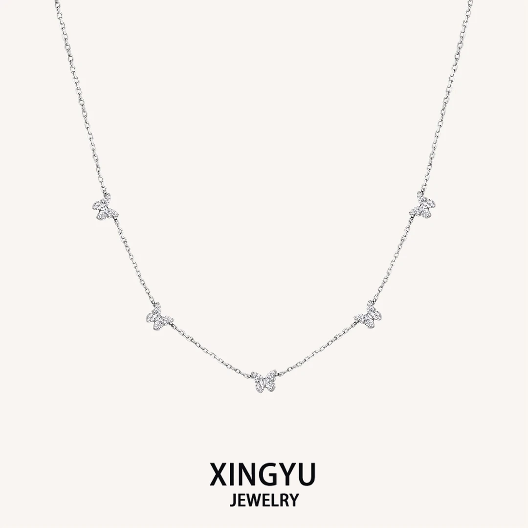 坠链均925银 幸运符号星悦蝴蝶锁骨链高级感气质轻奢脖颈项链女款