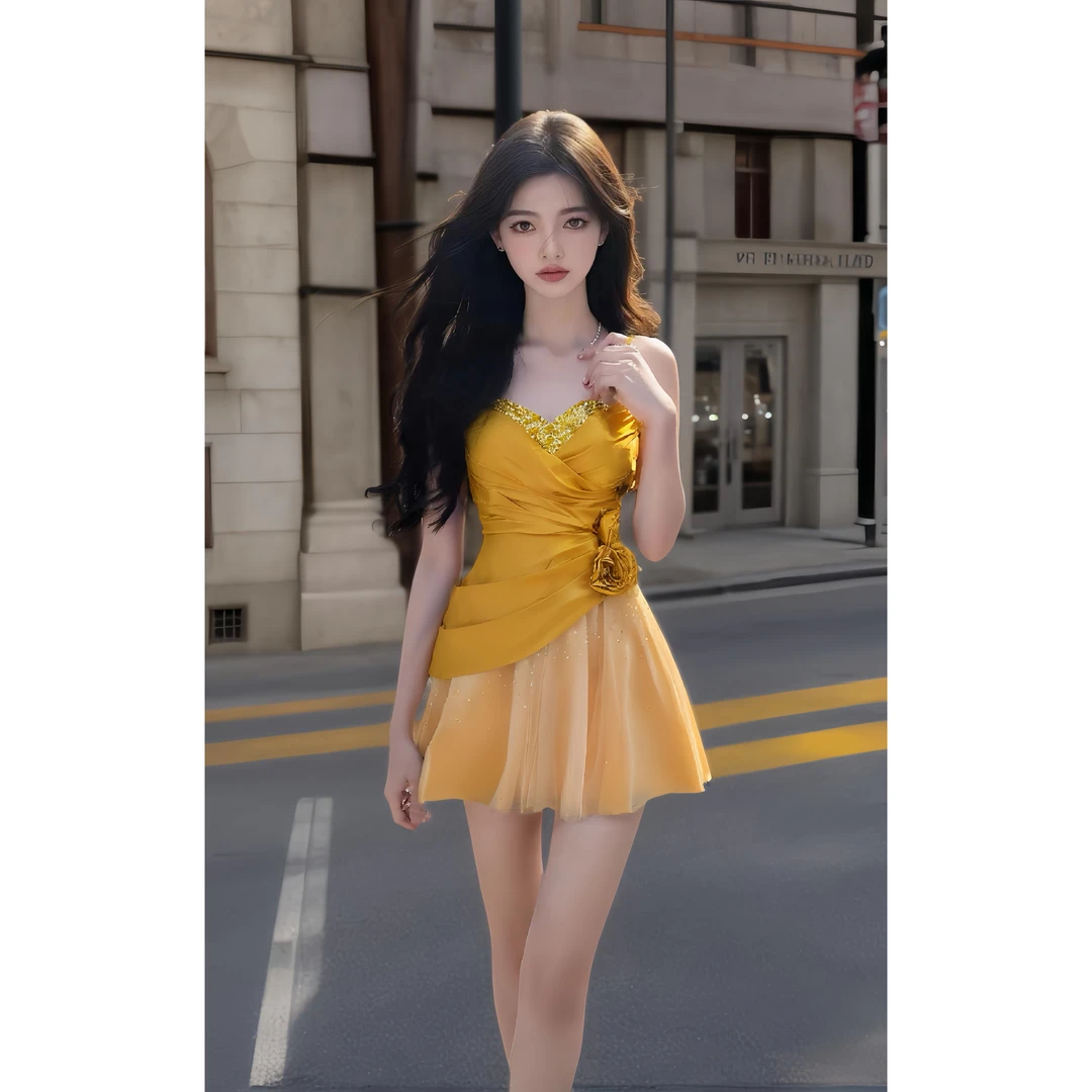 2025夏季新款温柔系穿搭减龄不规则裙摆度假风纯欲显瘦连衣裙女