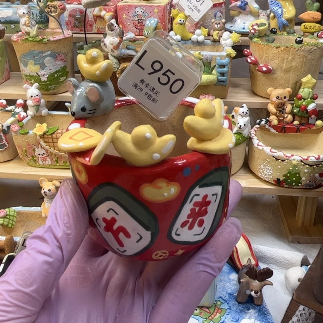 王***Y950老鼠手绘花盆手绘