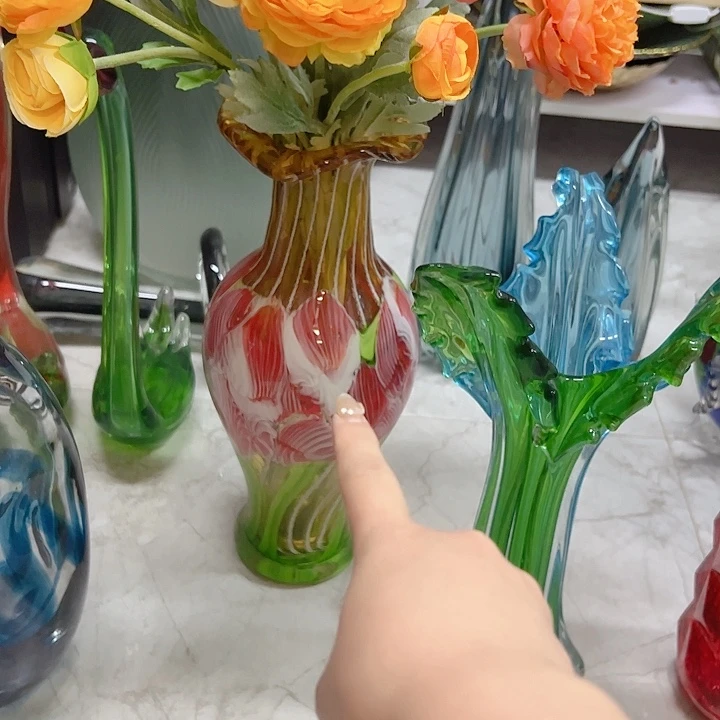 鸢*花高货琉璃花瓶摆件绿植