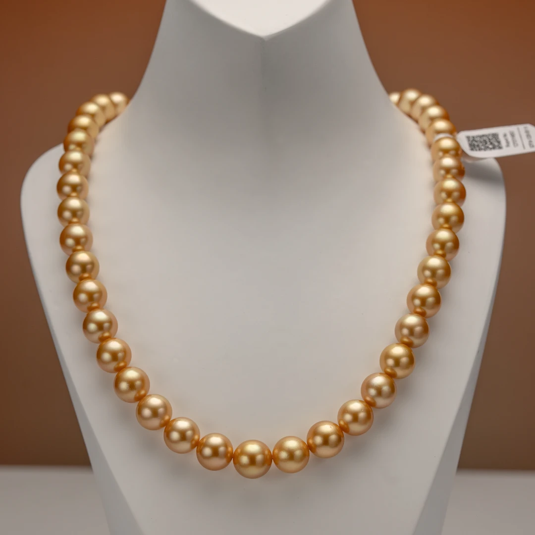 [赤金]五星大证南洋菲律宾浓金珠项链天然海水珍珠带吉尔德大证