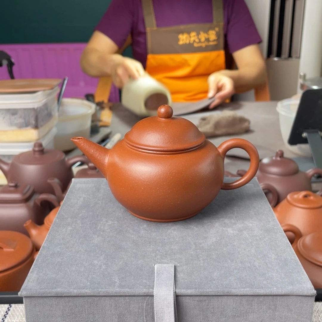 茶壶紫砂【特价款】半手工红降坡水平壶150cc