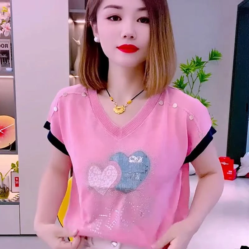 设计感薄款冰丝针织衫女2025新款夏季减龄洋气百搭短袖t恤上衣服