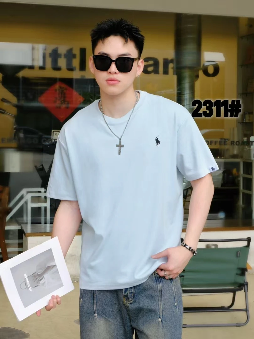 绣标短袖夏季青年圆领刺绣T恤情侣宽松男士潮流纯色