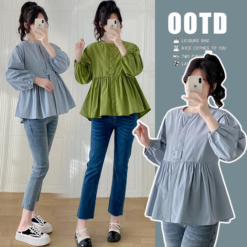 332 春秋季新款孕妇衬衫外穿上衣怀孕期宽松大码孕妇装