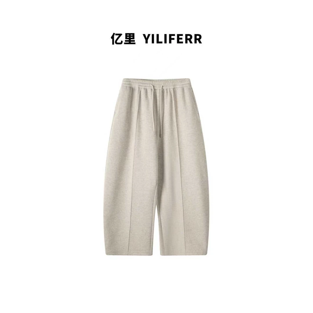 【YILI显瘦女装】时尚简约松紧腰抽绳弯刀加绒卫裤休闲裤 Y1815