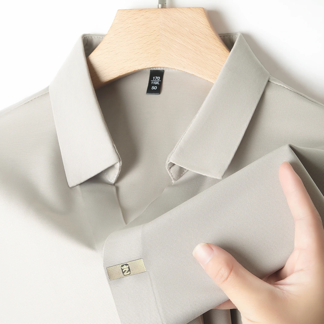 2025夏季新款冰感冰丝大码百搭男士polo衫舒适亲肤透气高级垂感T