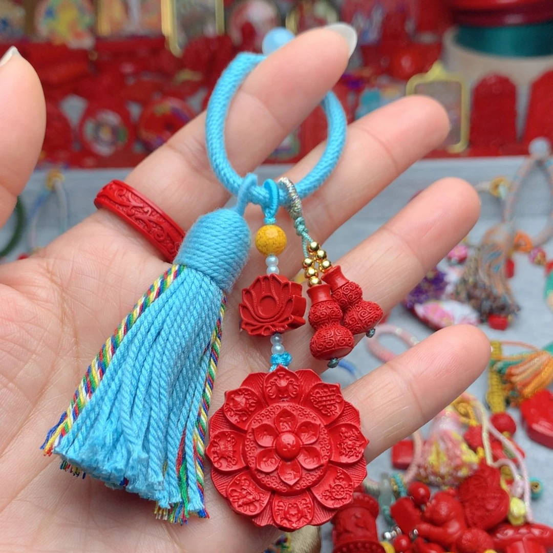 天然辰砂工艺品朱砂钥匙扣包包挂