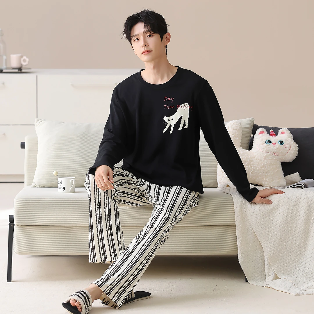 【黑白拼接条纹】春季新款云舒棉时尚原创设计可外穿睡衣家居服PN2