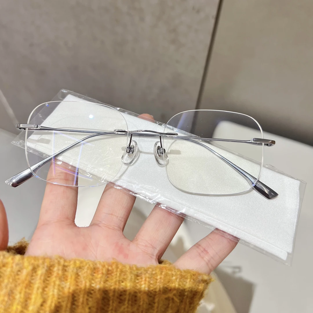 超轻纯钛无框许妍同款近视眼镜成品可配度数变色平光时尚男女款