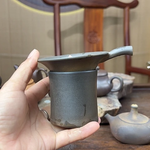 毛***头戬谷龙窑柴烧杯茶漏49
